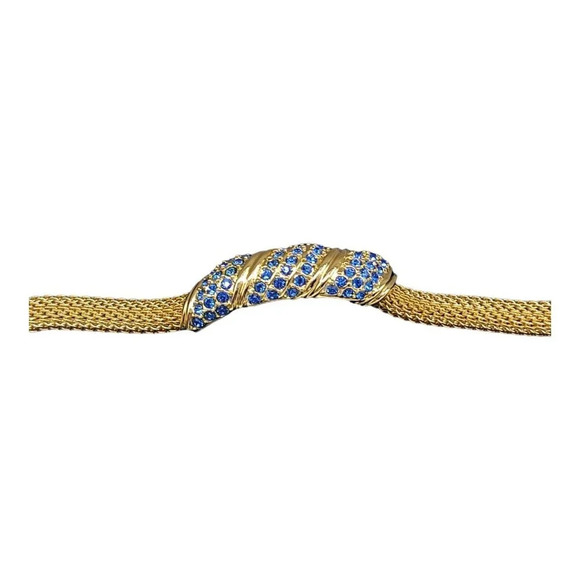 Camrose and Kross Jacqueline Kennedy JBK Blue Rhinestone Metal Mesh Bracelet - Picture 2 of 8